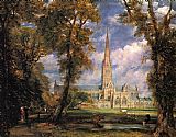 Famous Cathedral Paintings - Salisbury Cathedral from the Bishops' Grounds